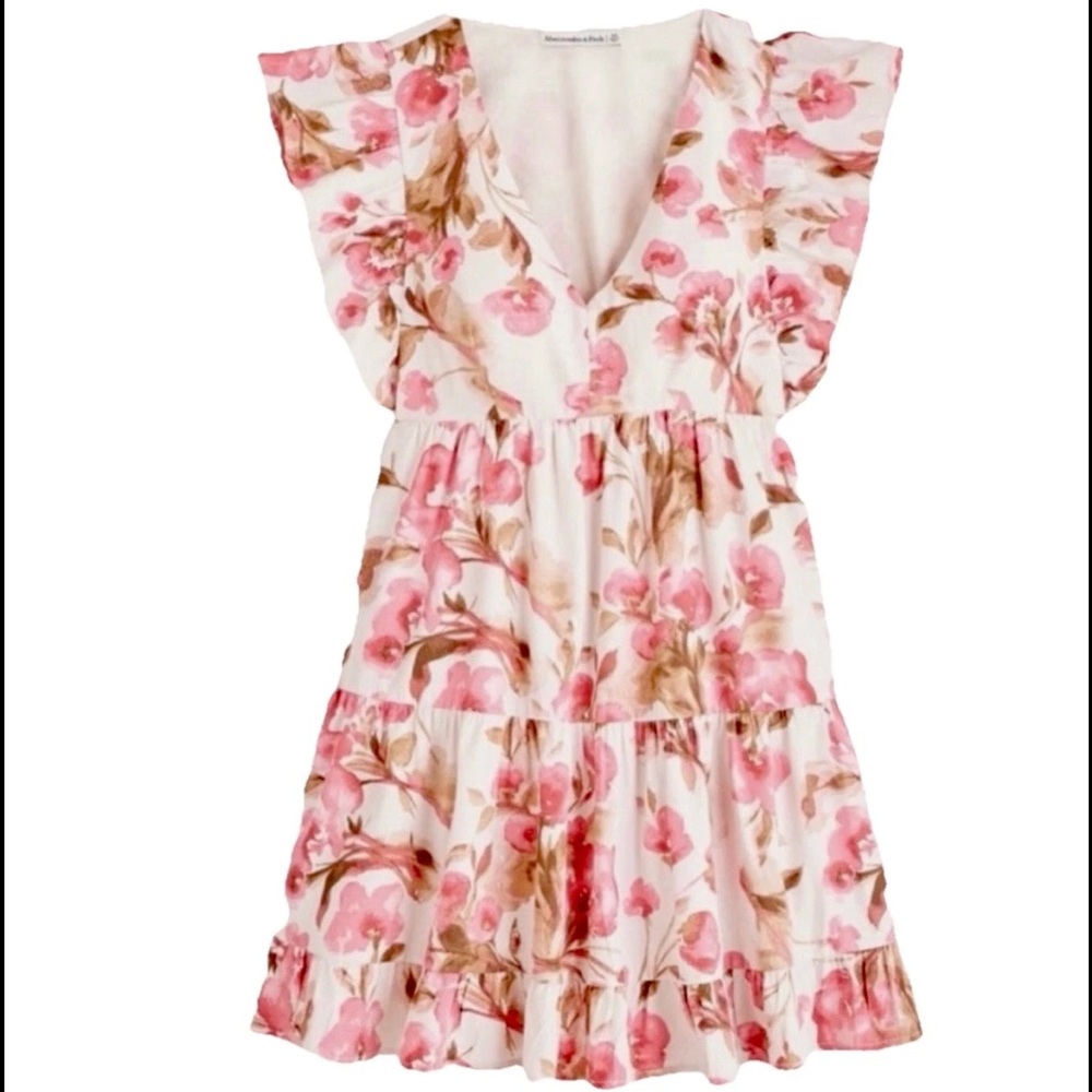 Abercrombie & Fitch Floral Tiered CottageCore SunDress Flutter Sleeve XXXL Tall
